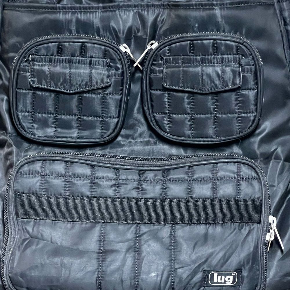 LUG Black Quilted Work Travel Tote Gym Diaper Bag Purse Puddle Jumper - Picture 7 of 8